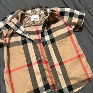 Burberry Beige and Black Plaid Shirt